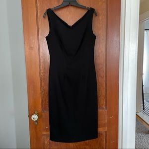 Wide v-neck little black dress